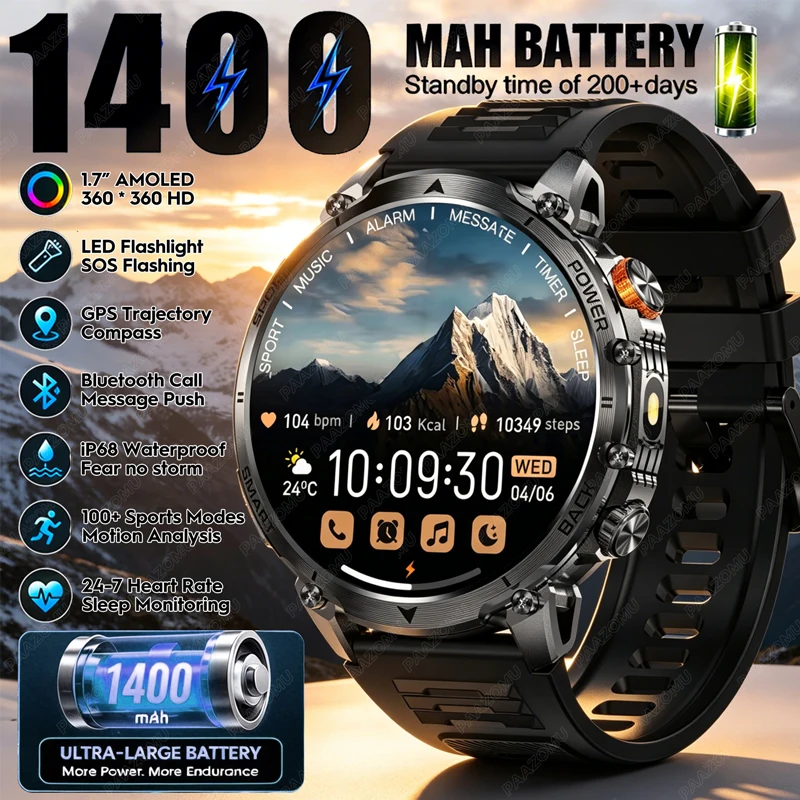 Gym Floor Mats - 2026 Heren Robuuste Smartwatch 1400mAh Batterij