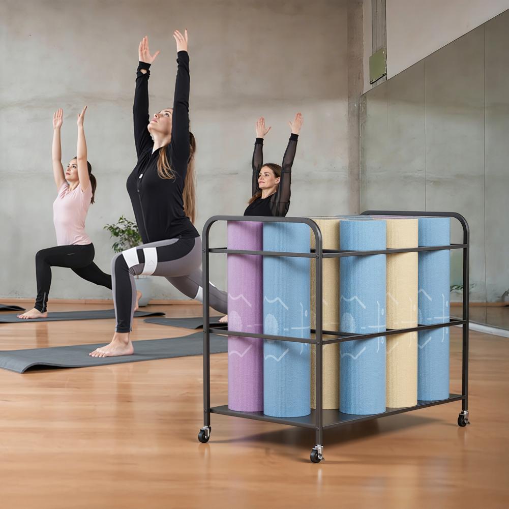 Yoga Fitness Rooms - Yogamat opbergrek met wielen, opbergwagen voor