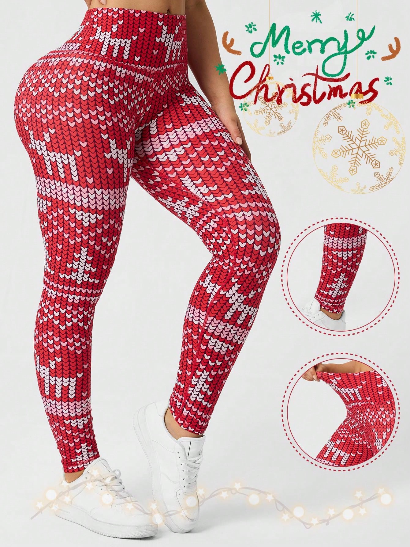Damesleggings met kerstprint,  - Yoga Fitness Holiday recensie en prijs